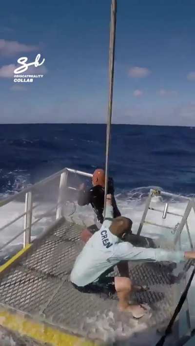 Fishing in high waves.