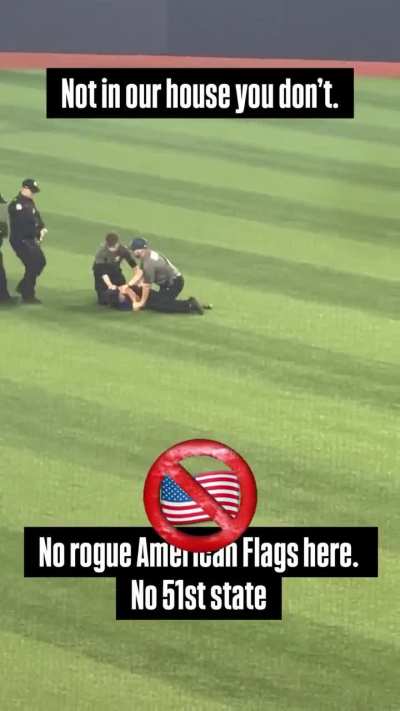 Running onto the field during the world series in Toronto with an American flag