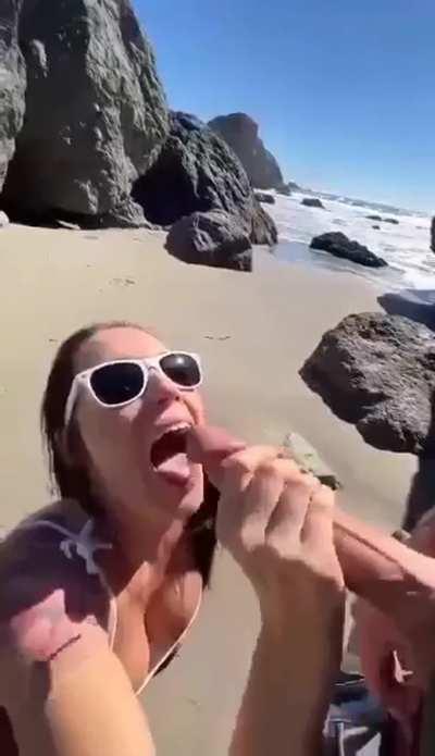 Beach cumshot