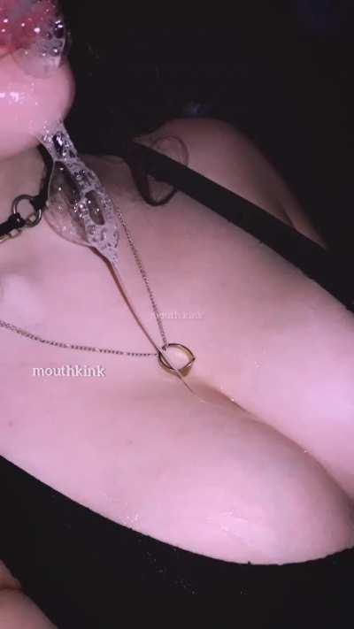 Drool falling on my Chest