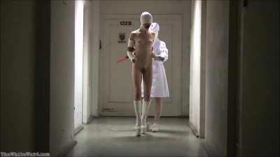 The new patient at the pony asylum is struggling with her new outfit, so a little motivation is required.