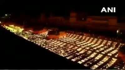 Over 5.51 lakh diyas lit on the banks of river Saryu in Ayodhya, made it to Guinness World Record for 'largest display of oil lamps' ! 