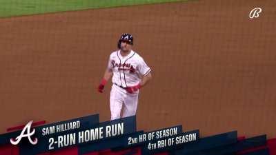 [Highlight] [Highlight] Sam Hilliard gives the Braves a 3-run lead with a 2-run homer to straightaway center.