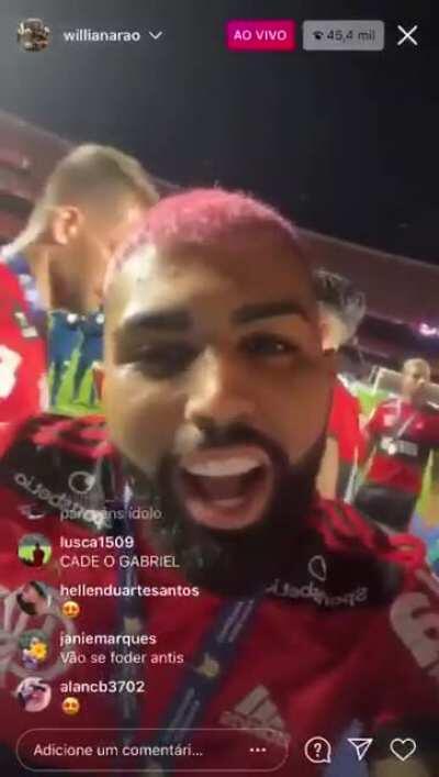 Gabigol manda recado a Thiago Galhardo