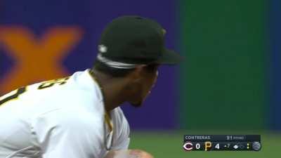 [Highlight] [Highlight] Ke'Bryan Hayes with an obscenely good defensive pick to get the double play