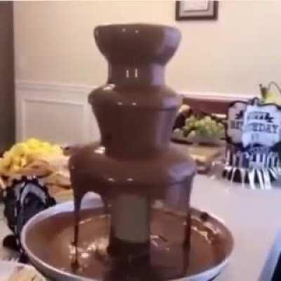 The chocolate fountain has turned on you caw caw