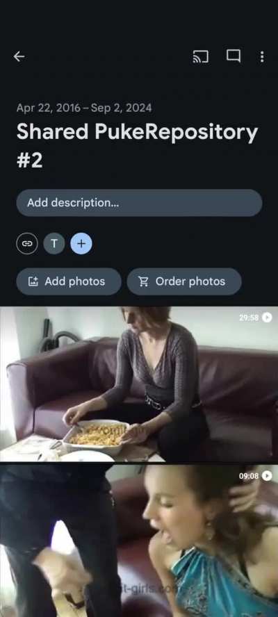 Liquified Throats packs 1&2. Near 900 videos of emetophilia (more info in the comments)