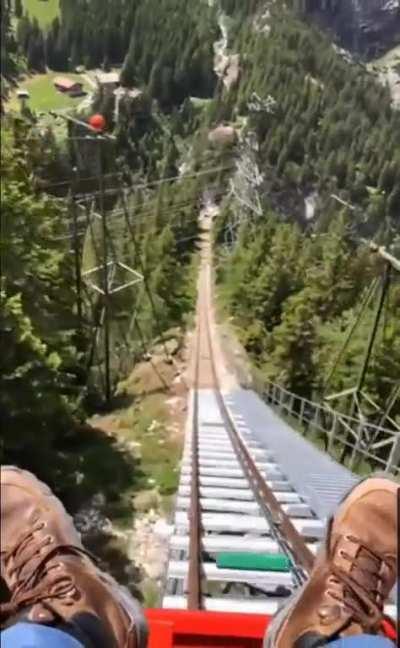 Controlled fall down a mountainside