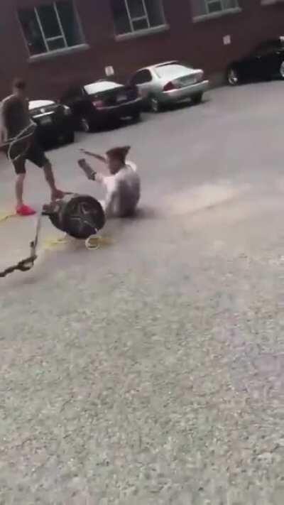 to jump over a spinning swegway