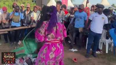Uganda Women show off their wrestling skills. The promotion SGW used to wrestle on soft ground until WWE star Cody Rhodes help donate a entire wrestling ring.