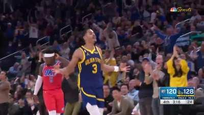 [Highlight] Jordan Poole buries OKC as he knocks down a deep C&S three to give the Warriors an 11 point lead and himself 16 points in the 4th quarter!