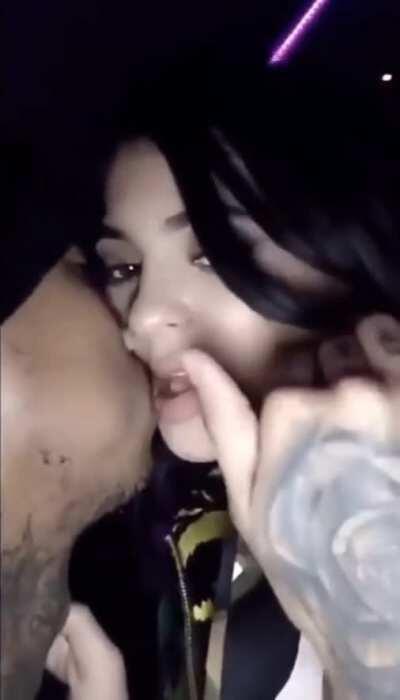 Kylie teasin tyga’s lips. Booty grab