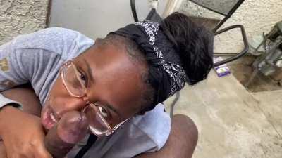 Giving my neighbor head he got a big dick