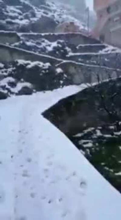 Snowy day in Imlil, near Toubkal.