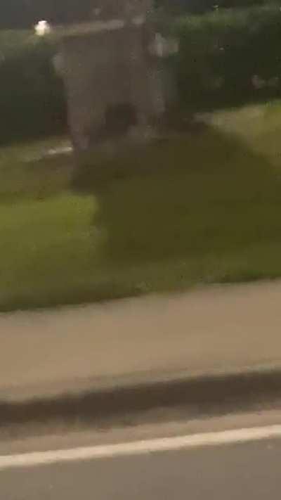 I literally just saw someone fully wrapped in plastic wrap rolling on (a skateboard?) backwards at night in a thunderstorm in the middle of the road and I just…. Wtf? I wish the video was better.