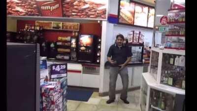 Man comes to a gas station to make a complaint and gets a measured response