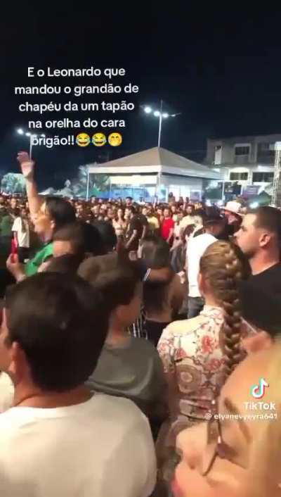 singer stop the show because of a bully, ask for help from the big dude on the crowd and he got served (0:54)