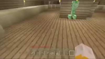 Stampy touring his tower and comes across a creeper