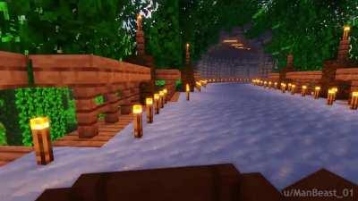 We built a full-size ice racetrack in survival (only took 3 months)