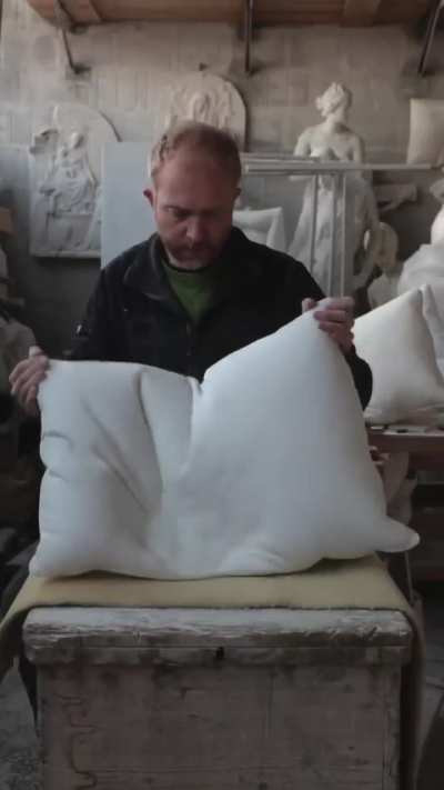Guy creates realistic marble pillows(source link in description)