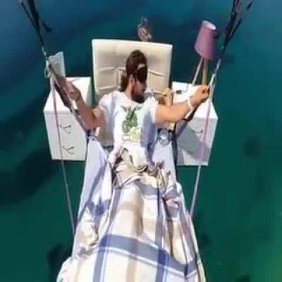 flying bed, feeling great.