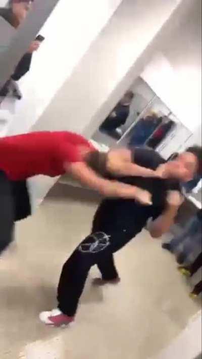 The guy getting stepped on is gay apparently they had an argument over something homophobic and fought in the bathroom (yes black shirt is actually gay)