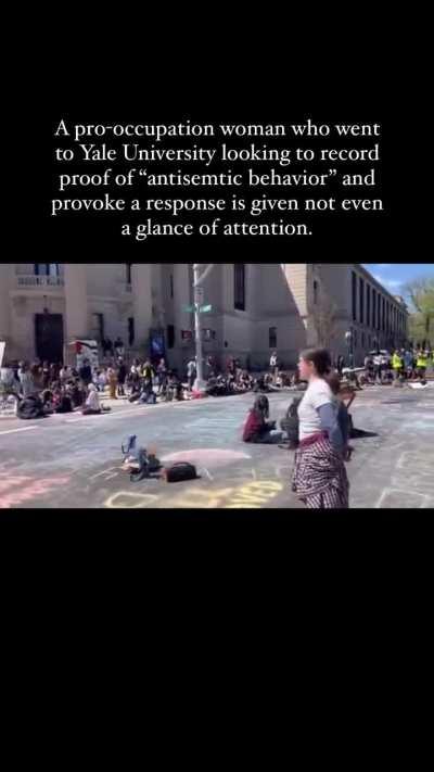 A pro-occupation woman who went to Yale University trying to provoke a response is given not even a glance of attention