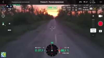 A russian fpv drone is rear ended by a vehicle.