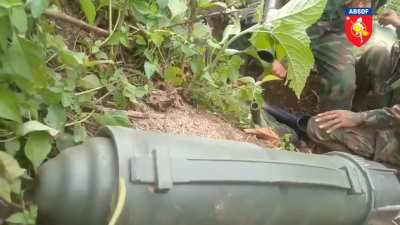 ABSDF attacking Myanmar Navy ships with a Carl Gustav recoiled rifle. Irrawaddy River. September 17.