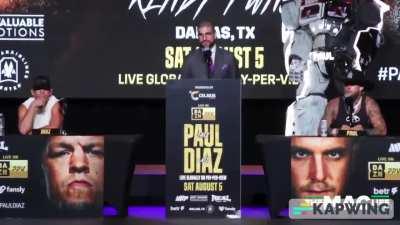 Jake Paul grabbing all that he can from Nate Diaz (Pre-Fight Press Conference)