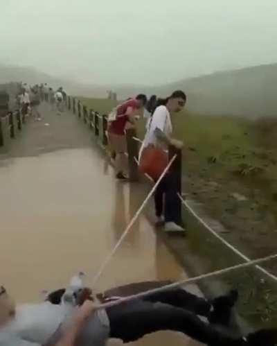 Trying to avoid the puddle