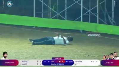 An attempt to stop the ball and win for the team