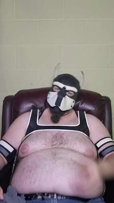 Pup mask, turd goatee, and areolas like saucers. A triple threat of cringetok