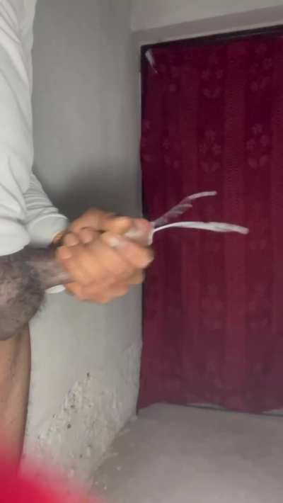 Kneel and take the cum blast 