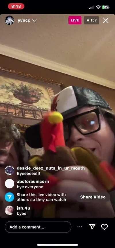 ayesha and her turkey says bye!