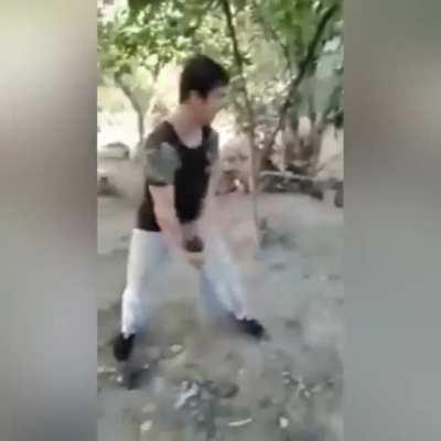 Guy throws a fucking missile and it explodes