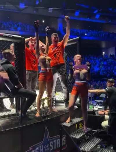 Winners entertaining the crowd