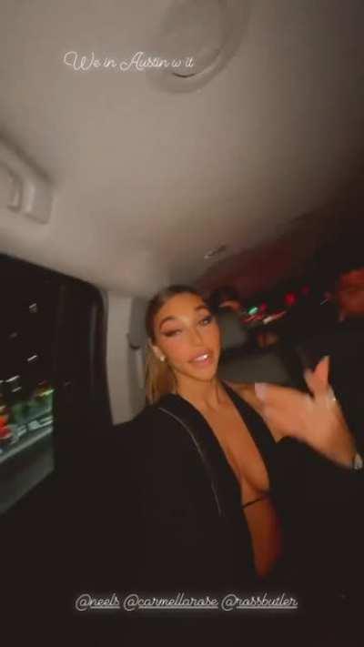 CJ hanging out the window in her thot crop 😍