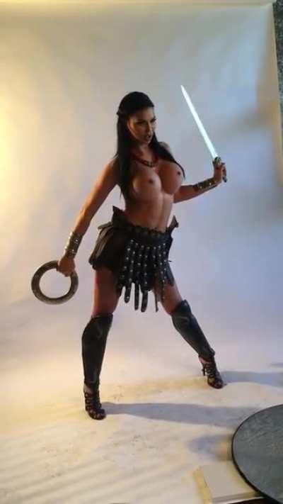 Jasmine Jae posing Behind The Scenes for Digital Playground shoot