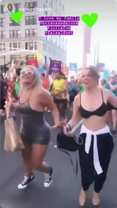 Bouncy in a bra during a parade (Julia Fox, July 2019 via IG)