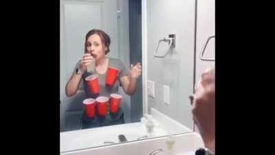 Beer pong social distancing style!