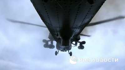 RU POV: MI-28 working on Kherson region during a rainy day. Original Audio