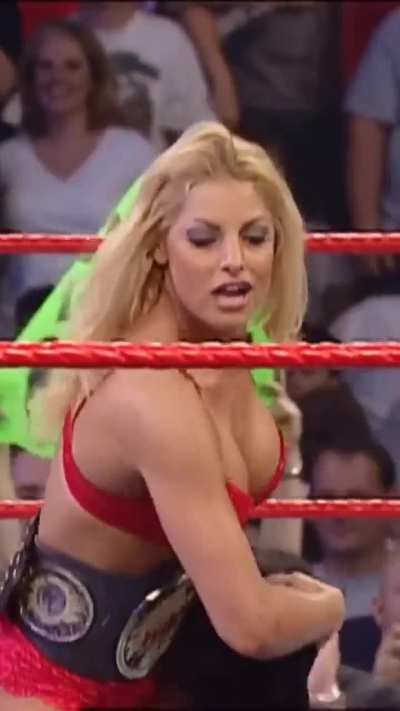 Trish being introduced for her lingerie match on Raw 2002