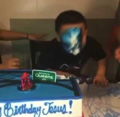 Having birthday cake