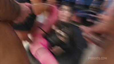 Dalila Dark Gets Pounded By 6 Cocks While Taking Pee & Cum