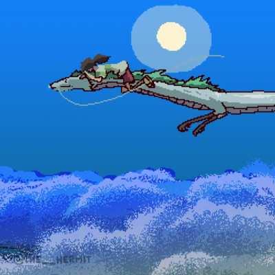 Chihiro x Haku, up in the sky.