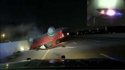 Insane cop flips pregnant woman's car for pulling over too slowly.