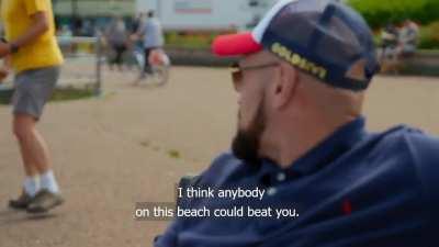 Tyson Fury gets told to his face that AJ would beat him by a fan