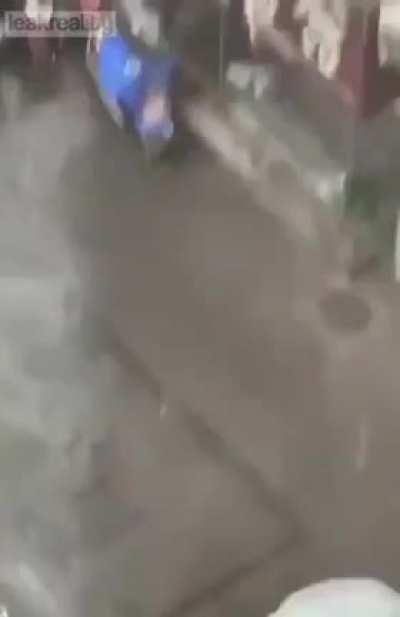 Woman freaks-out and jumps down, she survived.