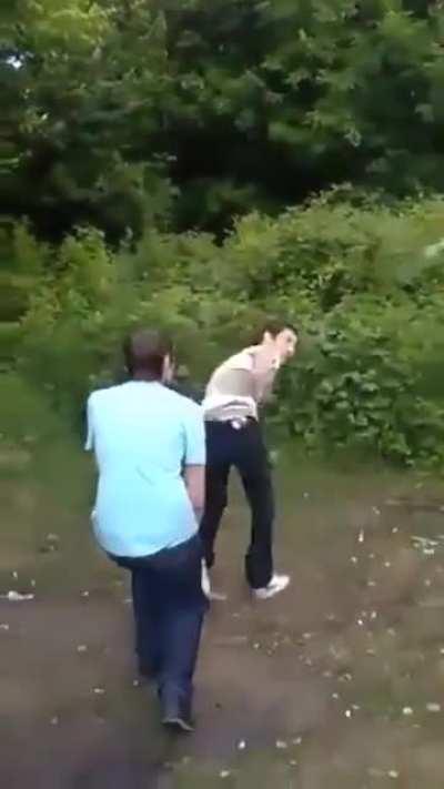 Trying to kick a bottle off your buddy's head